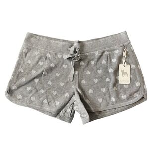 NWT PJ Salvage Small Gray Metallic Silver Hearts Thermal Lounge Shorts #PQ6